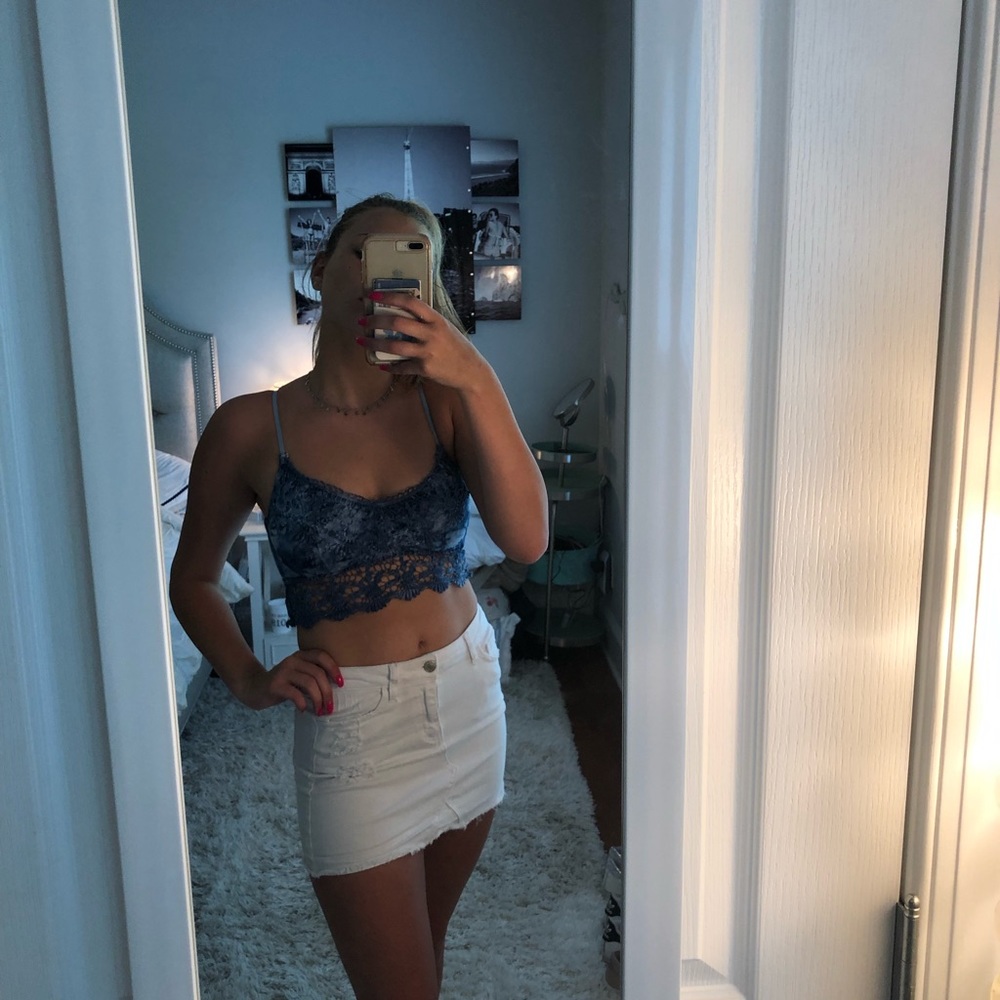 Blue Floral Crop Top